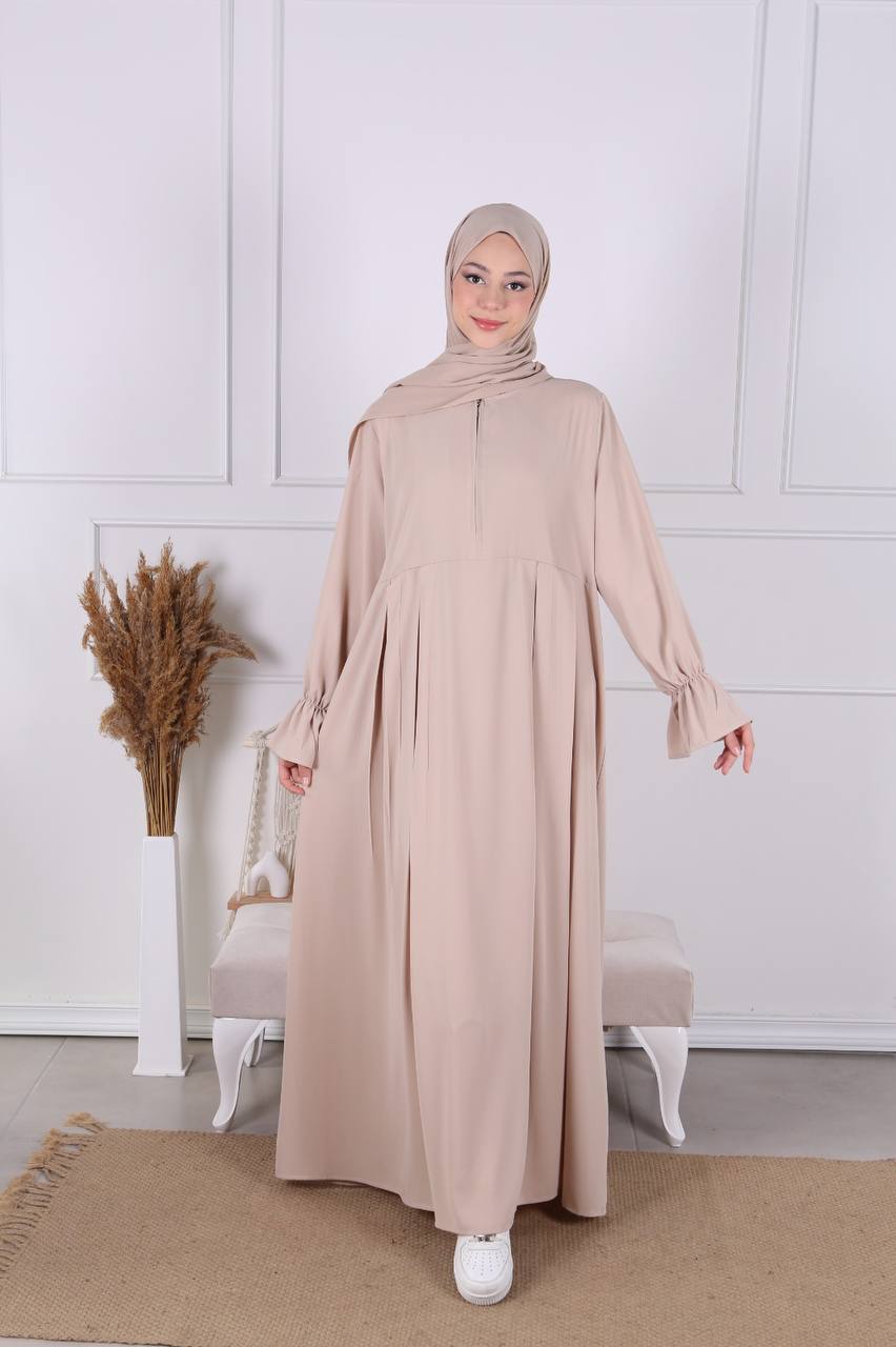 Abaya mit Reißverschluss Kragen | Stilvolle Abaya Mina | Abaya Nisa