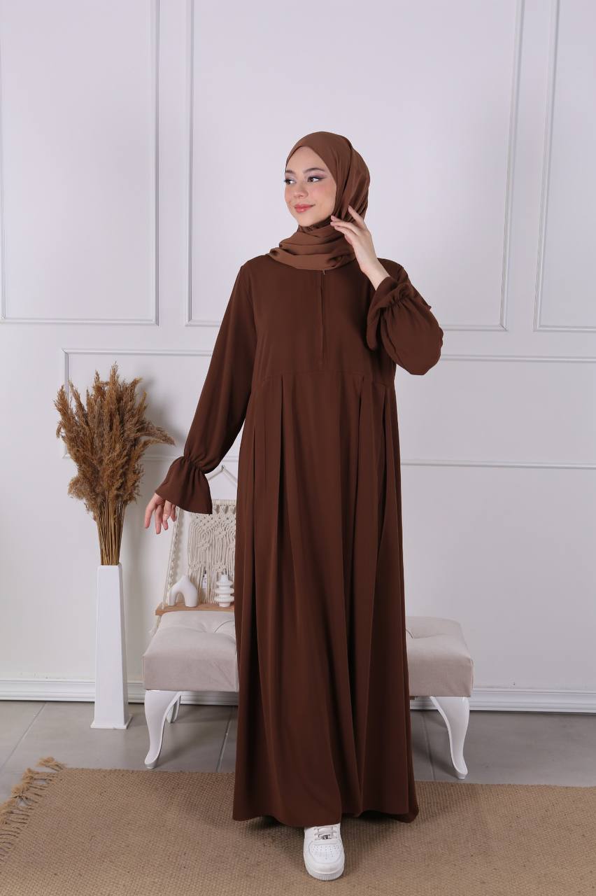 Abaya mit Reißverschluss Kragen | Stilvolle Abaya Mina | Abaya Nisa